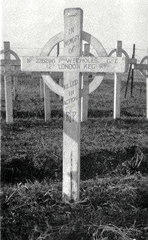 Cross marking William Scholes' grave
