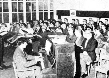 Glossop and District Choral Society at rehearsal, Dinting schoolroom
