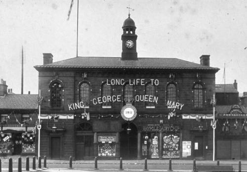 The Town Hall decorated for the celebrations