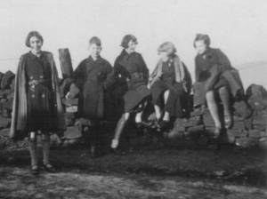 On a Sunday walk. Left to right: Jean, brother Bill, Anne, Nancy & Mandy