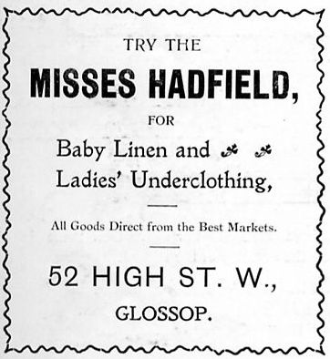 Advertisement for the Misses Hadfield 1901